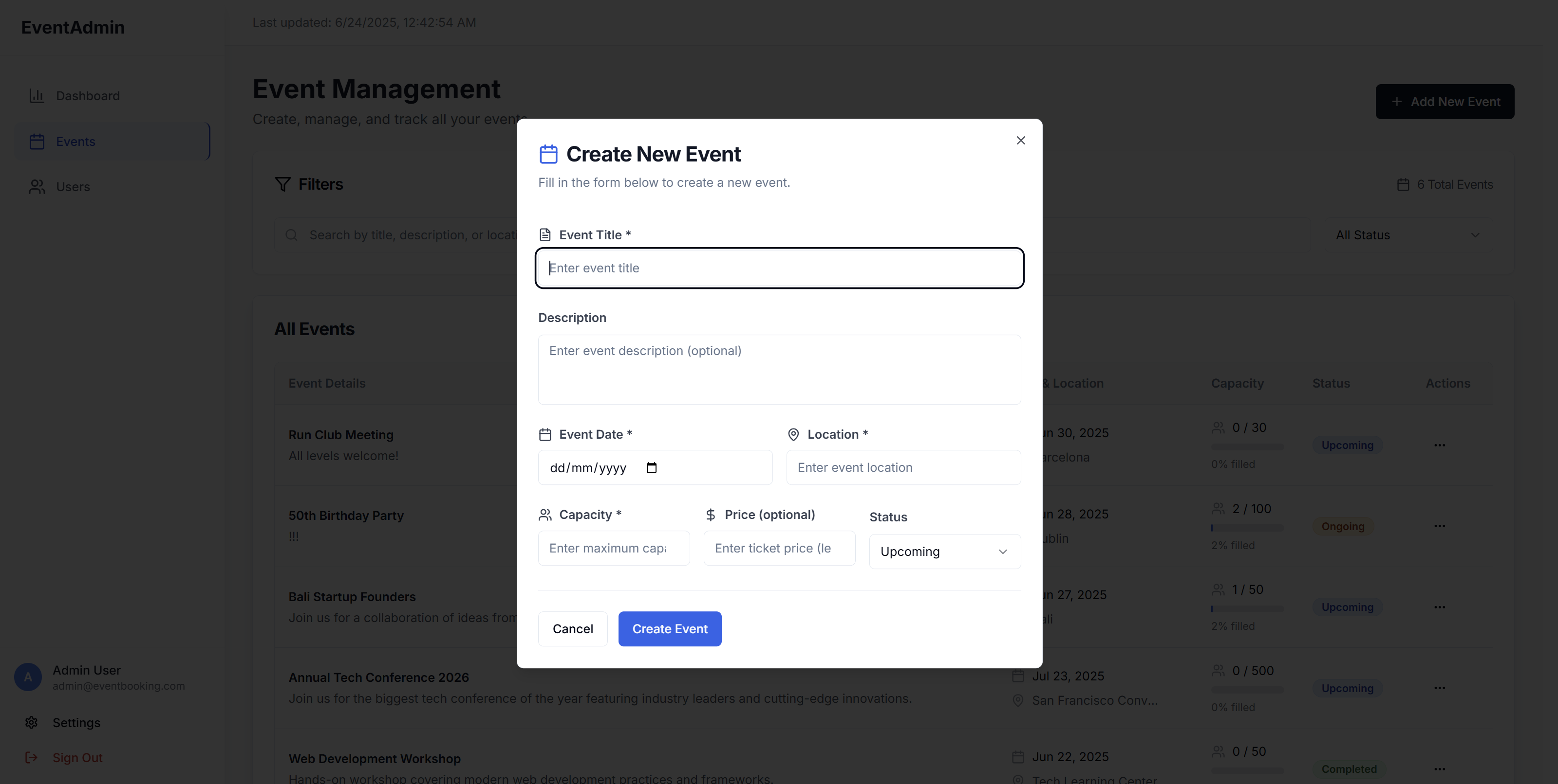 Event Admin Dashboard - Image 1